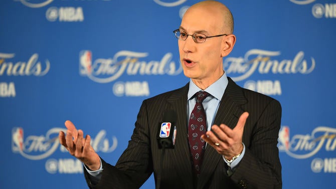 Adam Silver speaks at the Finals