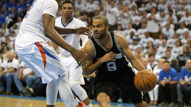 Tony Parker probes the defense