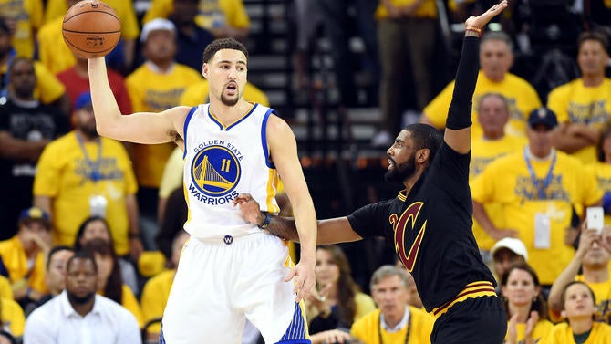 Klay Thompson goes up against Kyrie Irving in Game 7 of the NBA Finals