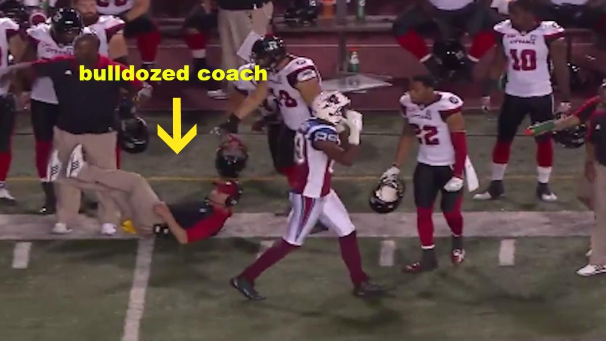 Duron Carter plows over opposing coach, starts wild brawl after CFL TD ...