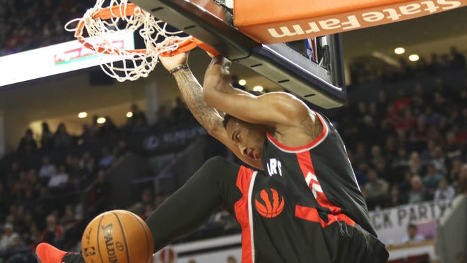 DeMar DeRozan throws down a dunk