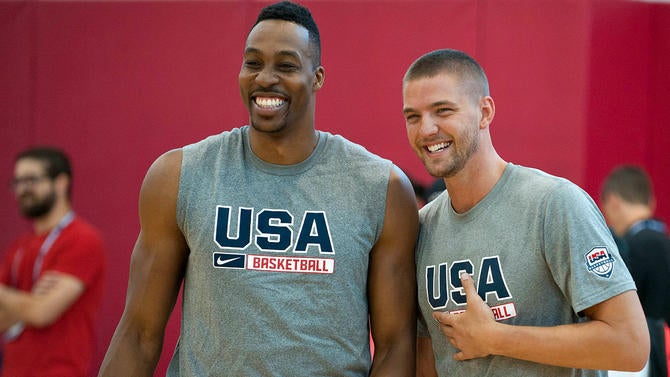 Dwight Howard and Chandler Parsons at Team USA minicamp