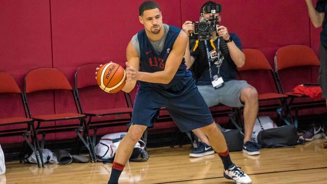 Klay Thompson at Team USA practice in Vegas