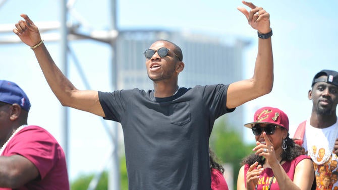 James Jones celebrates the Cavaliers' title