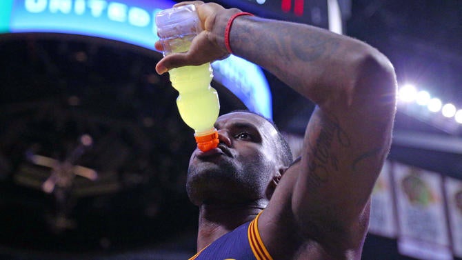 LeBron James drinks Gatorade