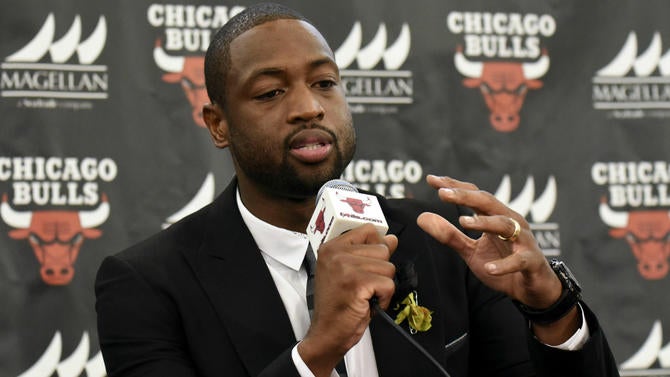 Dwyane Wade at his press conference with the Bulls