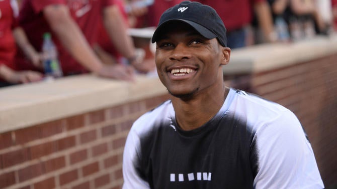 Russell Westbrook is at an Oklahoma football game