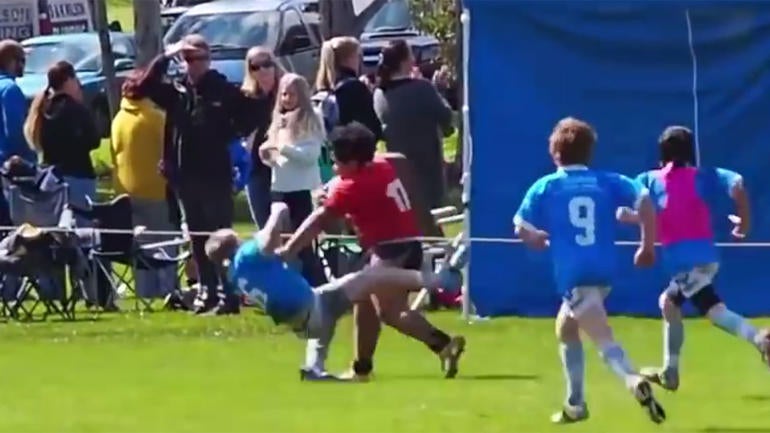 WATCH: 9-year-old rugby player bulldozes his opponents 