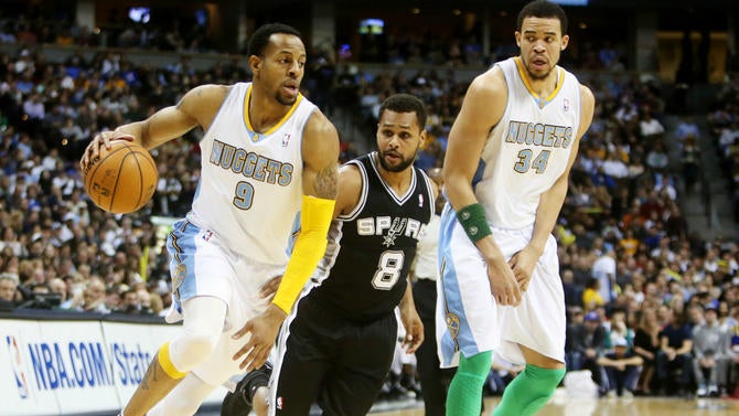 Andre Iguodala and JaVale McGee in 2013