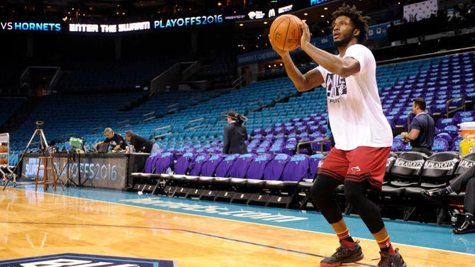 Justise Winslow gets shots up before a playoff game