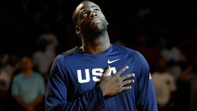 Draymond Green stands for the anthem with Team USA