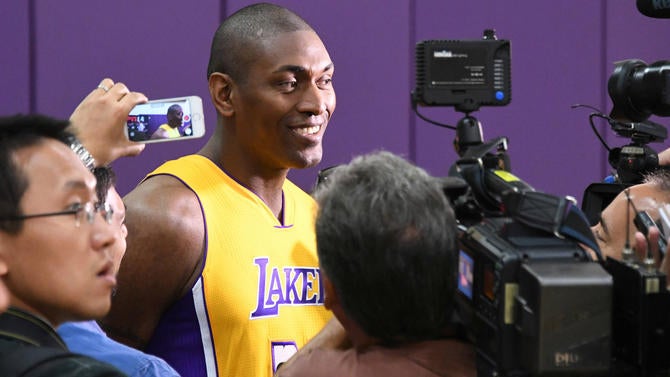Metta World Peace has fun at media day