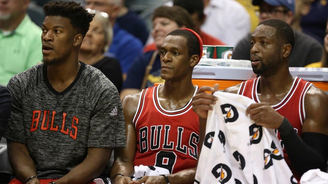 Jimmy Butler, Rajon Rondo and Dwyane Wade in the preseason