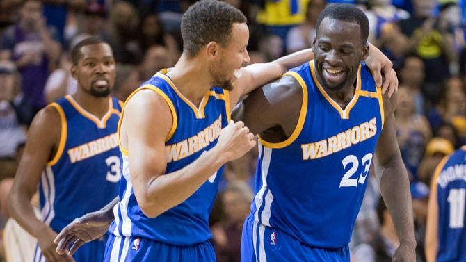 Stephen Curry and Draymond Green having a good time