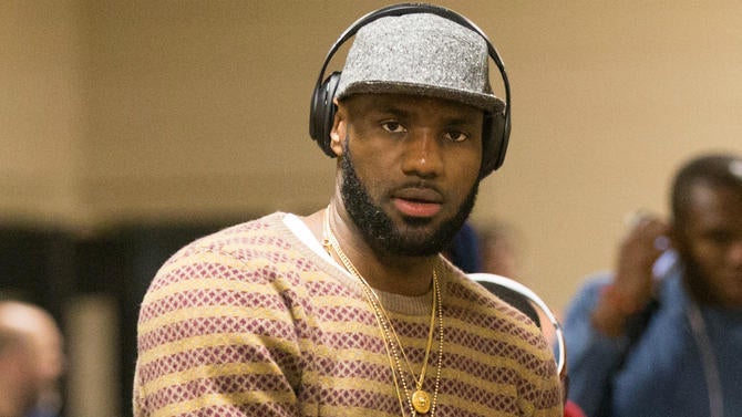 LeBron James arrives at the arena in Philadelphia