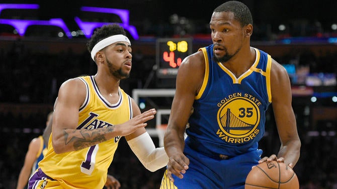 Kevin Durant and D'Angelo Russell