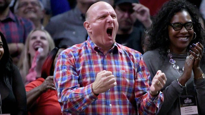 Clippers owner Steve Ballmer screams