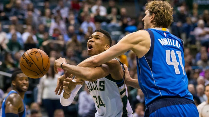 Giannis Antetokounmpo and Dirk Nowitzki