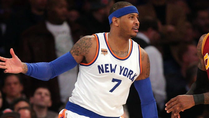 Carmelo Anthony looks annoyed