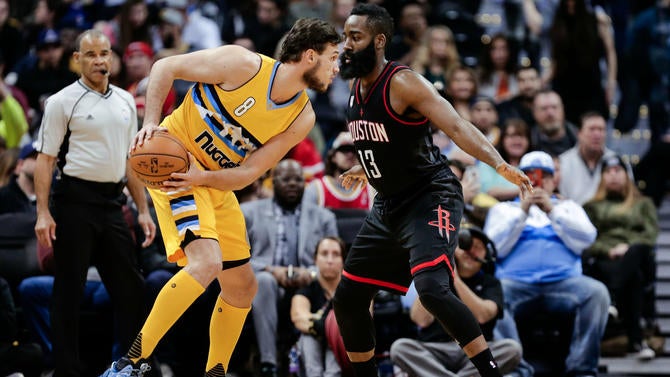 James Harden guarding Danilo Gallinari