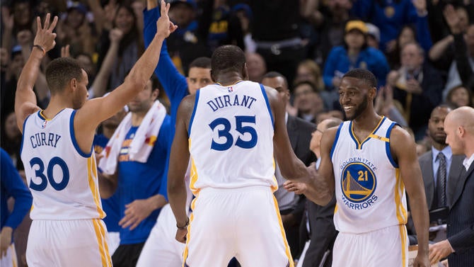 Kevin Durant and the Warriors seem happy