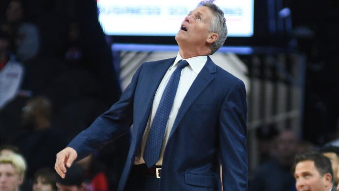 Brett Brown looking up
