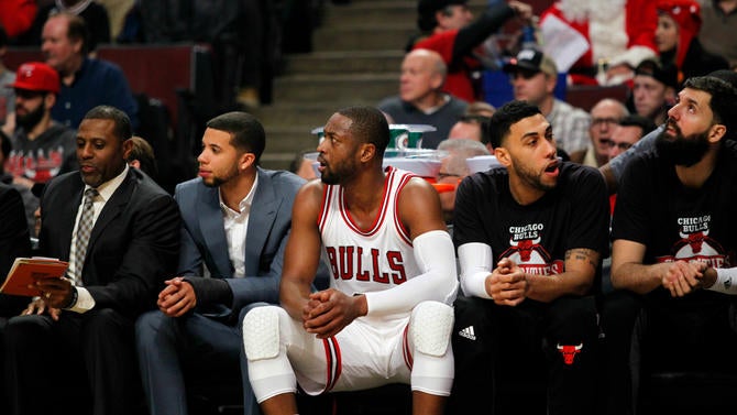 Dwyane Wade on the bench