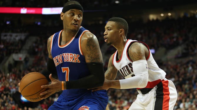 Carmelo Anthony against Damian Lillard