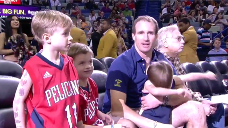 Watch: Drew Brees' kids ham it up at New Orleans Pelicans 