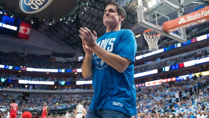 Mark Cuban with Mavs playing Rockets