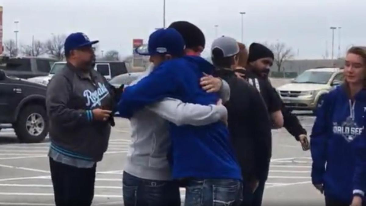 Danny Duffy and Christian Colón Hug Royals Fans Mourning Yordano