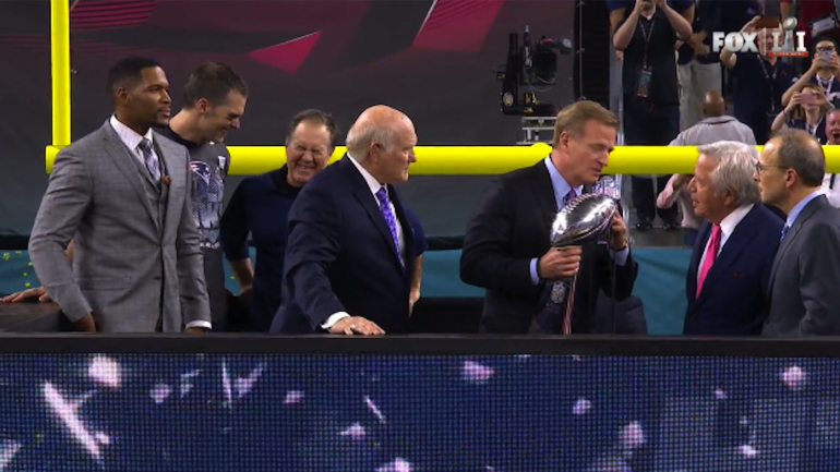 Watch Tom Brady And Bill Belichick Laugh As Goodell Gets Booed After