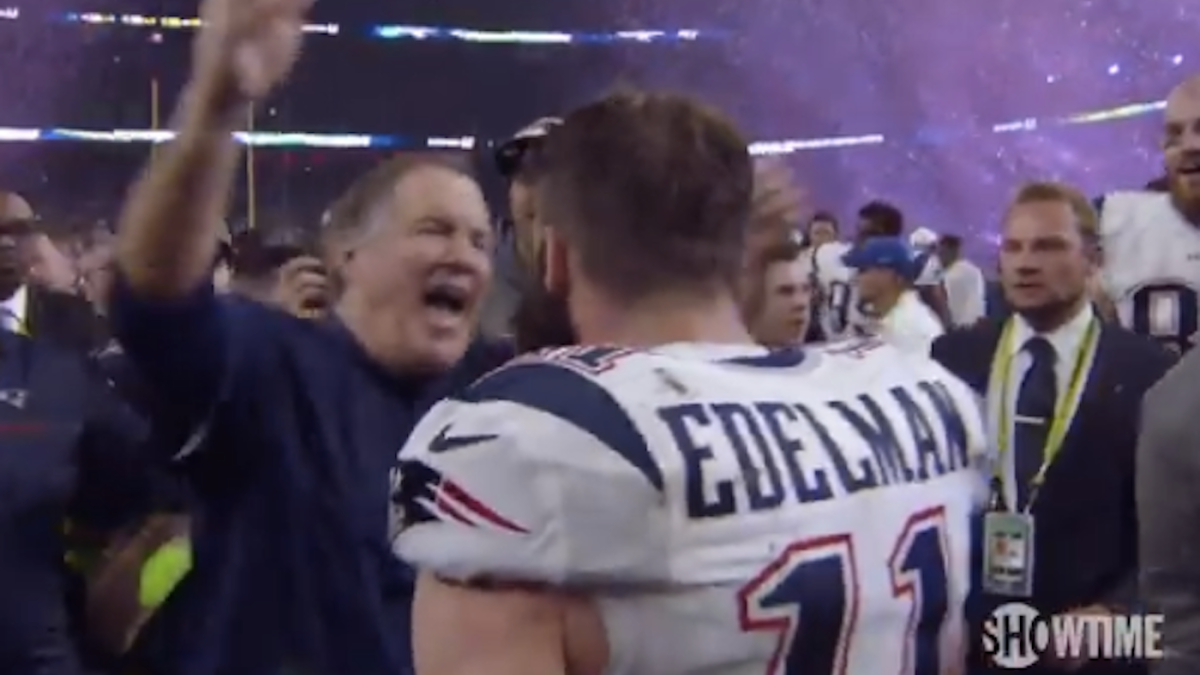 Julian Edelman gives his best 'Bill Belicheck pep talk' to