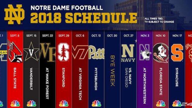 Notre Dame releases 2018 football schedule - CBSSports.com