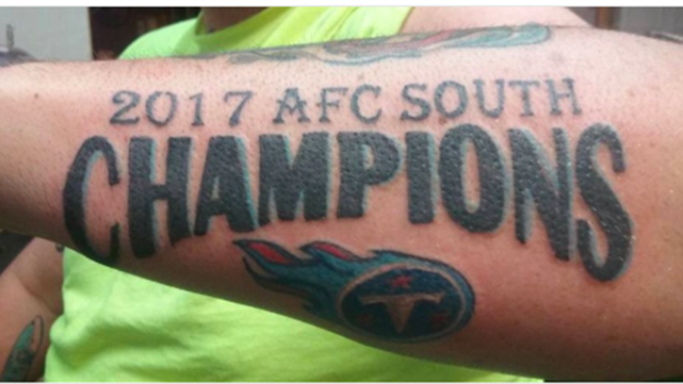 titans fan gets 2017 afc south champs tattoo cbssports com titans fan gets 2017 afc south champs tattoo cbssports com