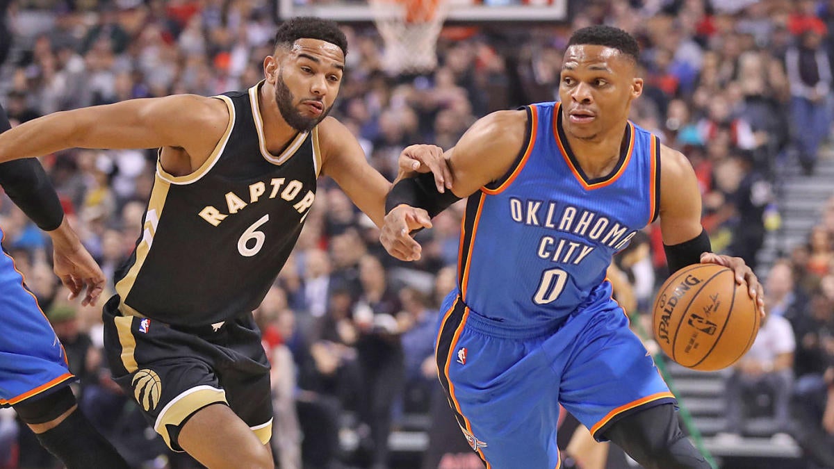 WATCH: Russell Westbrook nutmegs Cory Joseph on long-range bounce pass ...