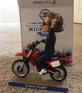Milwaukee Brewers Robin Yount Motorcycle Bobblehead With Box