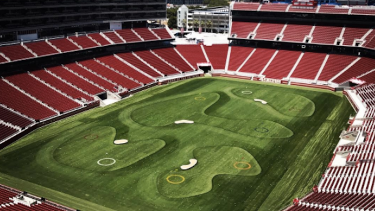 LOOK: The 49ers' stadium has been turned into a nine-hole golf course
