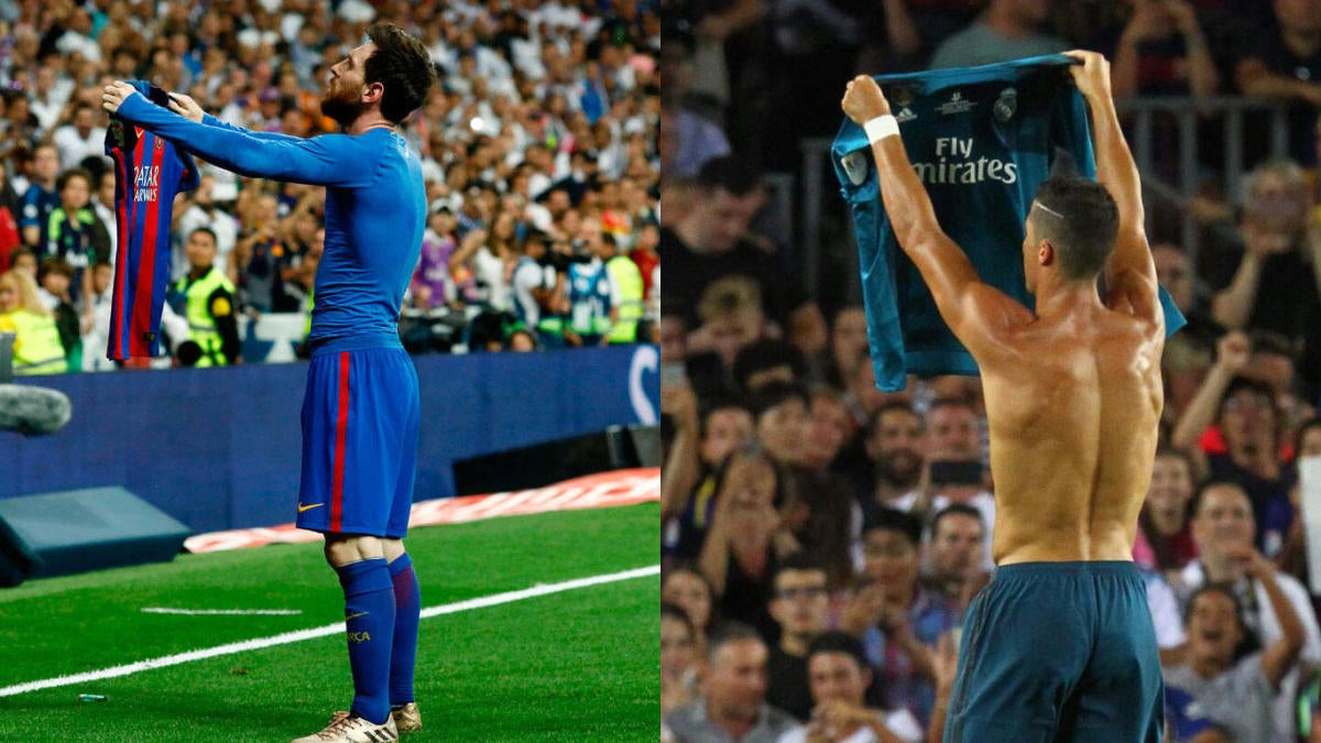 Cristiano Ronaldo mocks Lionel Messi with shirt celebration at Camp Nou