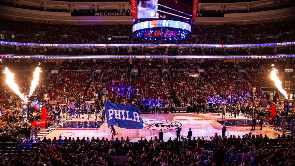 Philadelphia 76ers NBA Basketball Stripe Ditsy City in Blue