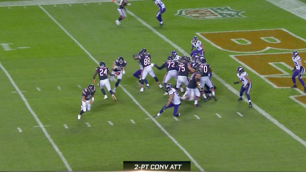 WATCH Mitchell Trubisky runs bananas jet sweep pitch for two points