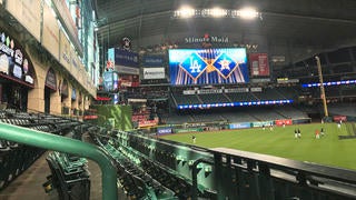 A view of Minute Maid Park from the shallow left field upper deck