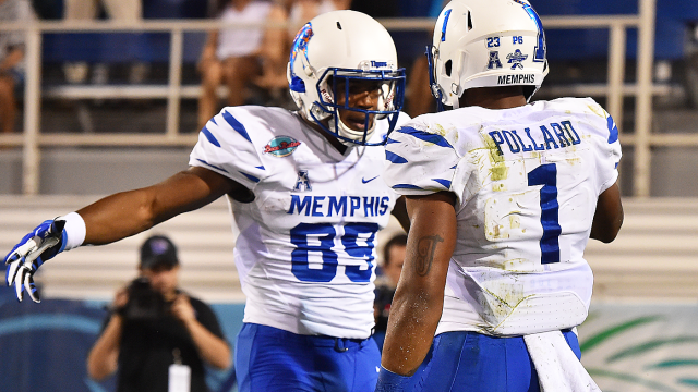 Tony Pollard Signed Memphis College Blue Football Jersey (JSA) — RSA