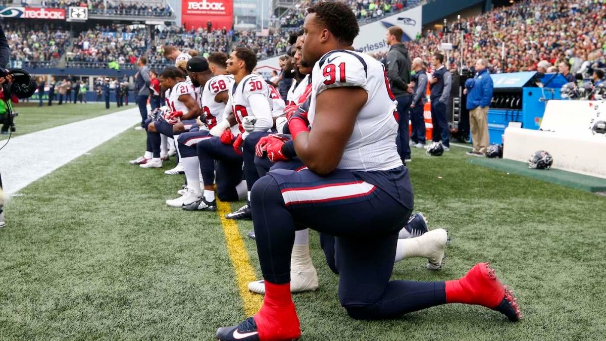 Texans remain in locker room for national anthem before game