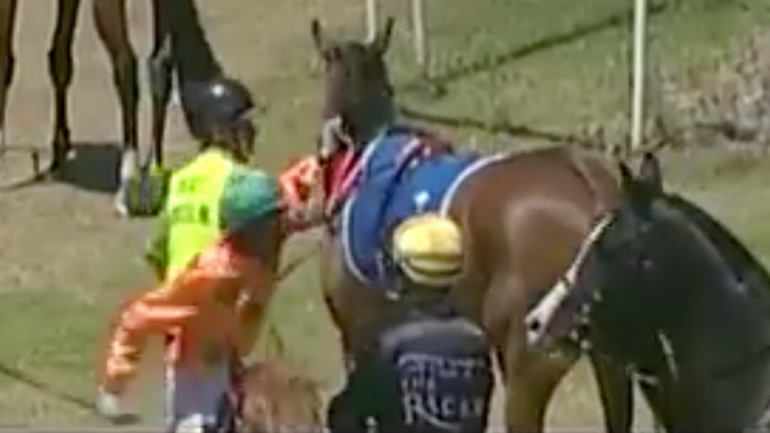 WATCH: Australian jockey punches his horse in the stomach 