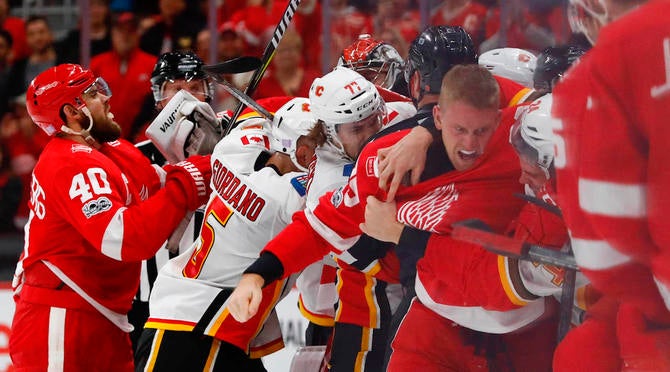 NHL: Calgary Flames at Detroit Red Wings
