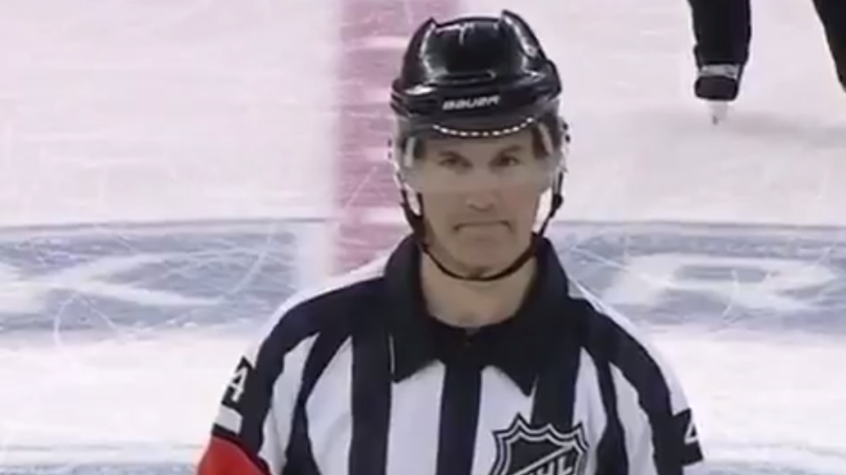 Hockey Ref Wes McCauley 5 MINUTES EACH FOR FIGHTING! Feb 12, 2017 (HD)