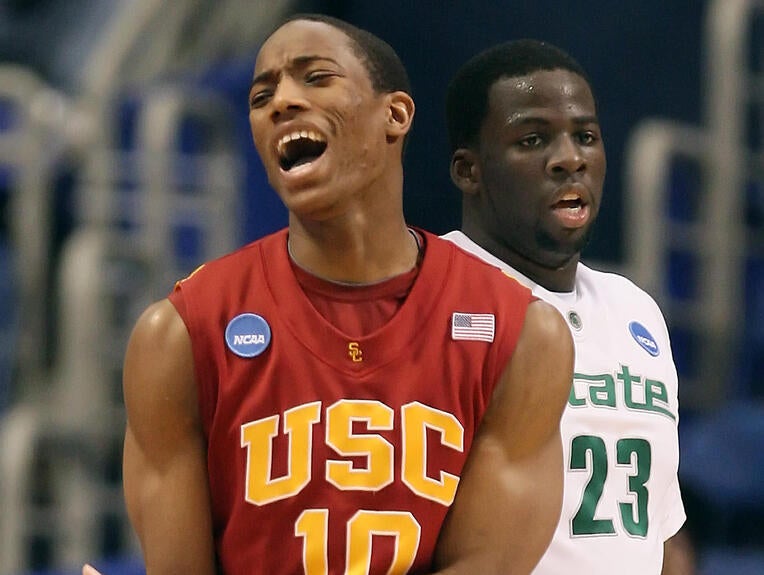 (Minneapolis, Minnesota ? Sunday, March 22, 2009) USC freshman guard DeMar DeRozan shows his frustr
