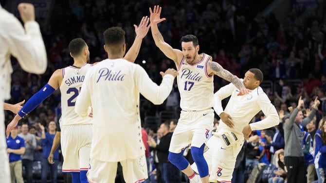 J.J. Redick Sixers celebration