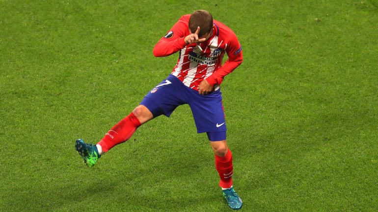 atletico madrid s griezmann pulls fortnite goal celebration after scoring twice in europa league final cbssports com - fortnite celebration football